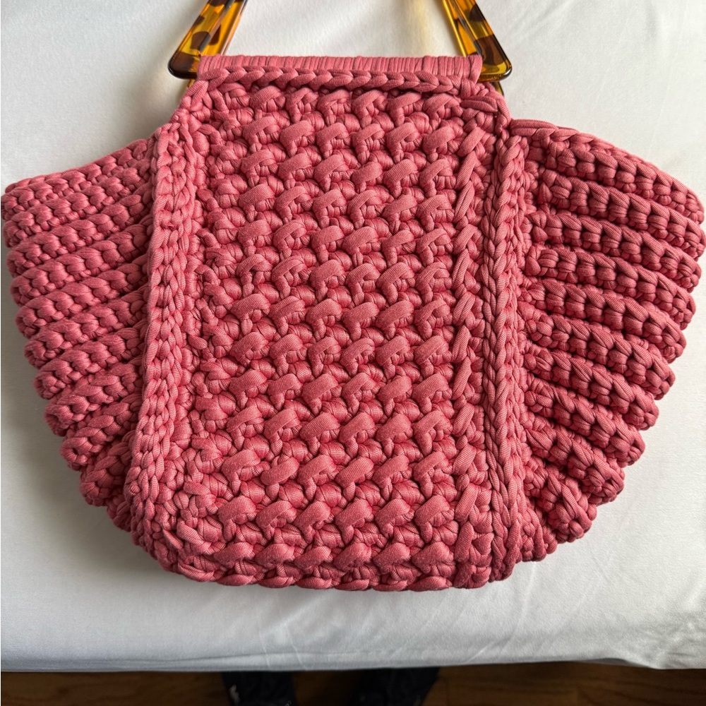 Chic Pink Braided Tote Bag